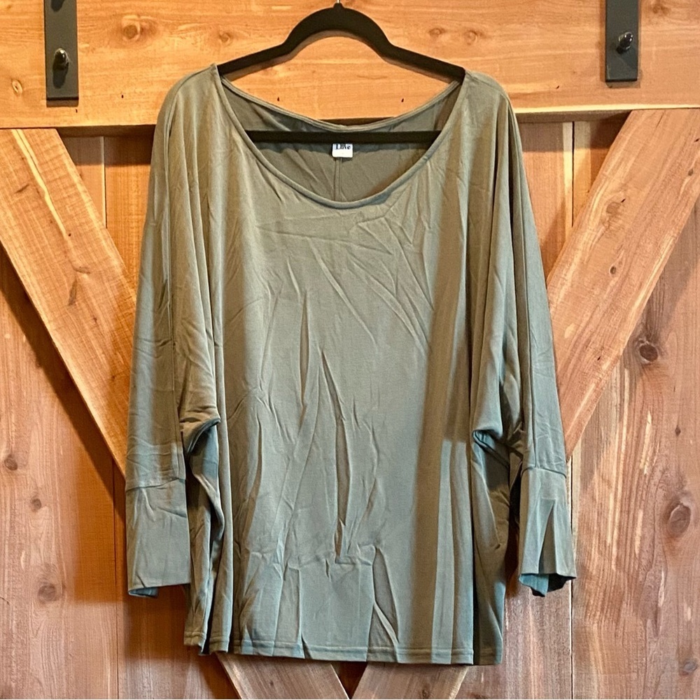 Sew In Love l/s solid knit top, Olive Green, Size: XL